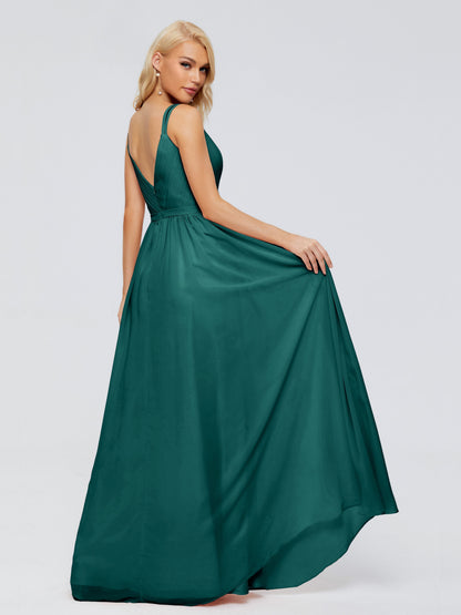 Morgan A-line V Neck Chiffon Bridesmaid Dresses