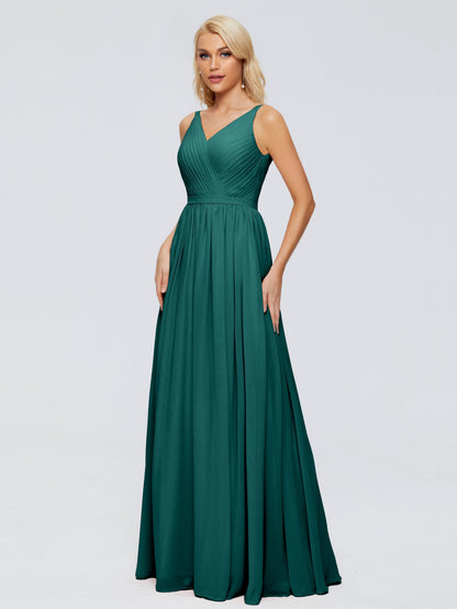 Morgan A-line V Neck Chiffon Bridesmaid Dresses
