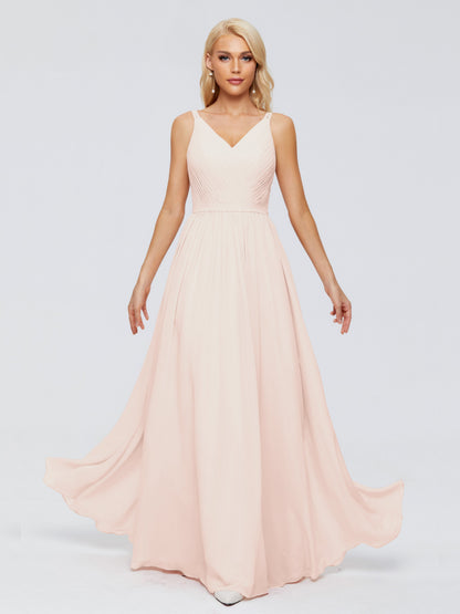 Morgan A-line V Neck Chiffon Bridesmaid Dresses