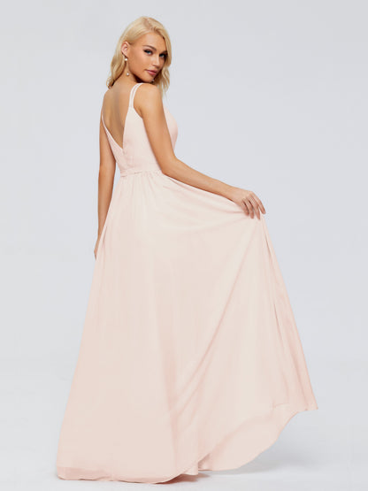 Morgan A-line V Neck Chiffon Bridesmaid Dresses