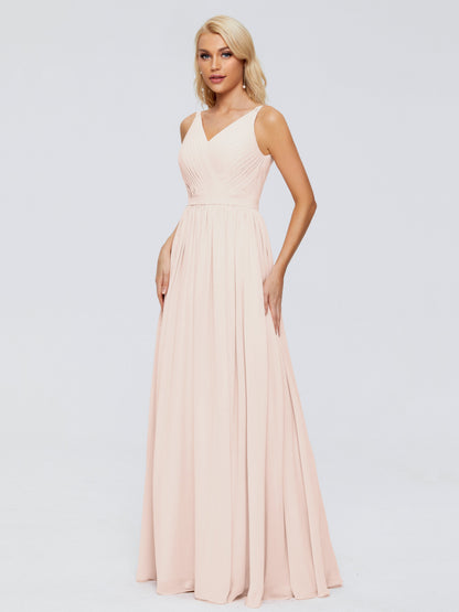 Morgan A-line V Neck Chiffon Bridesmaid Dresses