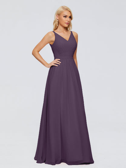 Morgan A-line V Neck Chiffon Bridesmaid Dresses