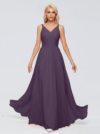 Morgan A-line V Neck Chiffon Bridesmaid Dresses