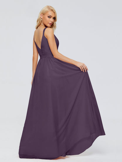 Morgan A-line V Neck Chiffon Bridesmaid Dresses