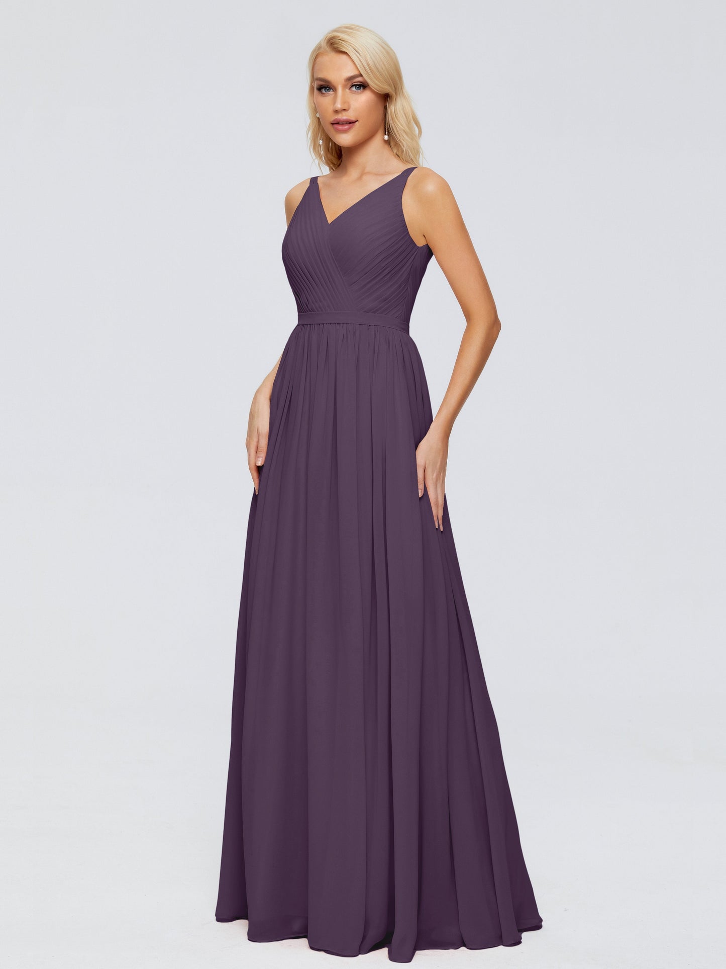 Morgan A-line V Neck Chiffon Bridesmaid Dresses