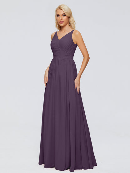 Morgan A-line V Neck Chiffon Bridesmaid Dresses