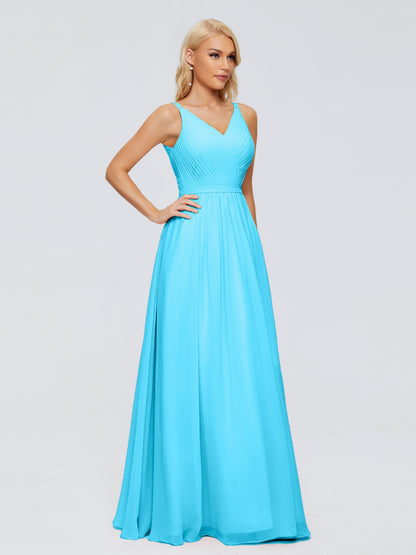 Morgan A-line V Neck Chiffon Bridesmaid Dresses