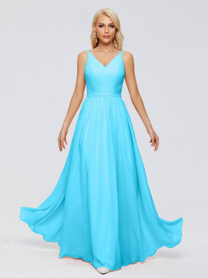 Morgan A-line V Neck Chiffon Bridesmaid Dresses