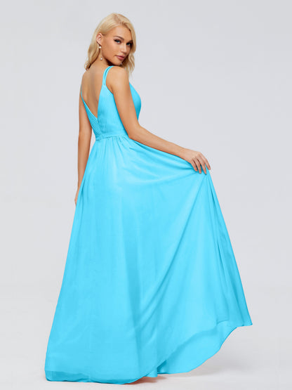 Morgan A-line V Neck Chiffon Bridesmaid Dresses