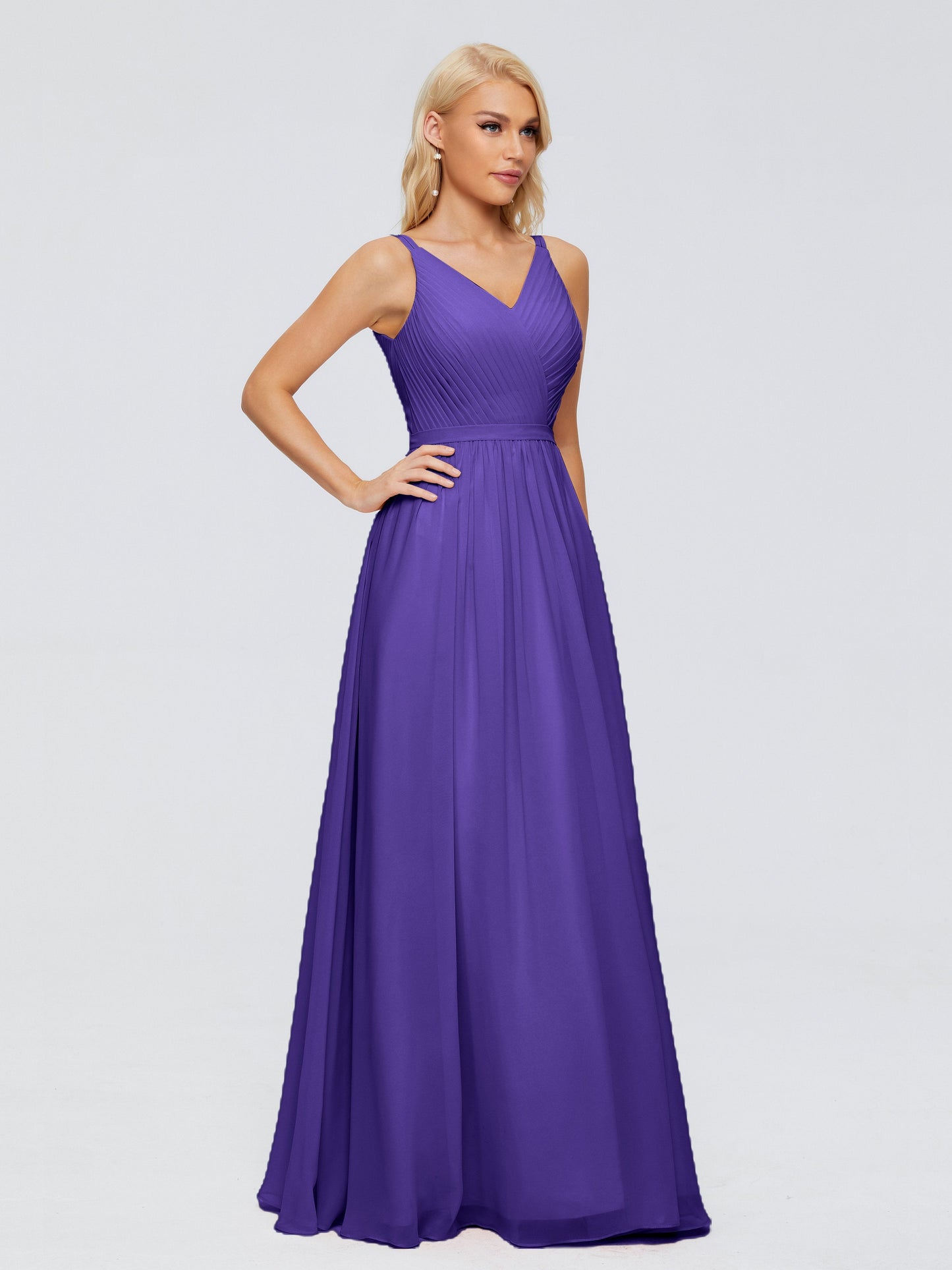 Morgan A-line V Neck Chiffon Bridesmaid Dresses