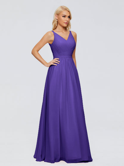 Morgan A-line V Neck Chiffon Bridesmaid Dresses