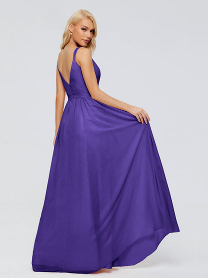Morgan A-line V Neck Chiffon Bridesmaid Dresses