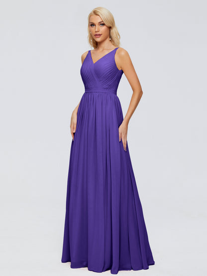 Morgan A-line V Neck Chiffon Bridesmaid Dresses