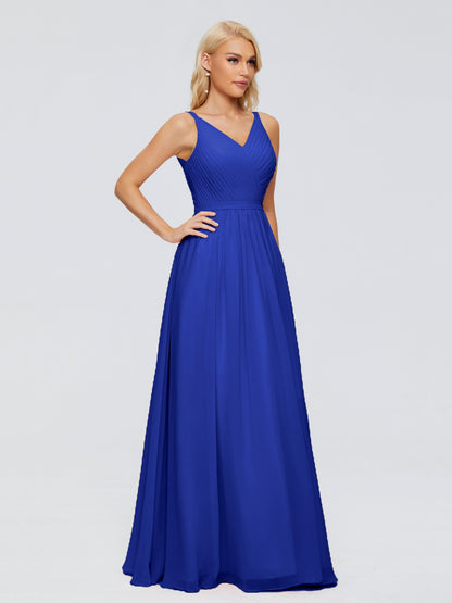 Morgan A-line V Neck Chiffon Bridesmaid Dresses