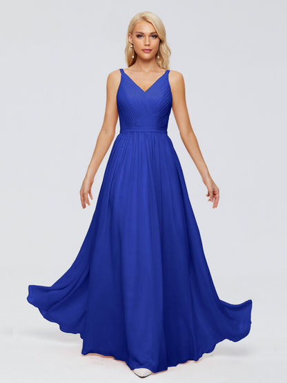 Morgan A-line V Neck Chiffon Bridesmaid Dresses