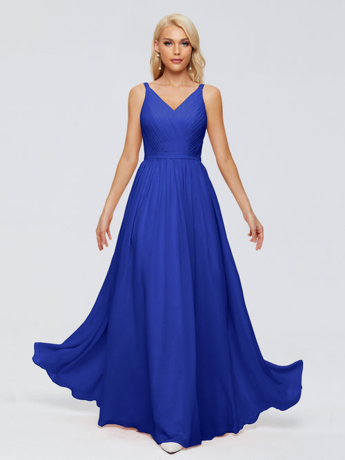 Morgan A-line V Neck Chiffon Bridesmaid Dresses
