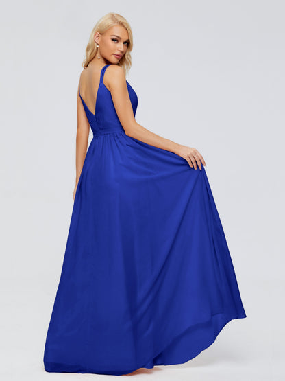 Morgan A-line V Neck Chiffon Bridesmaid Dresses