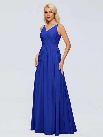 Morgan A-line V Neck Chiffon Bridesmaid Dresses