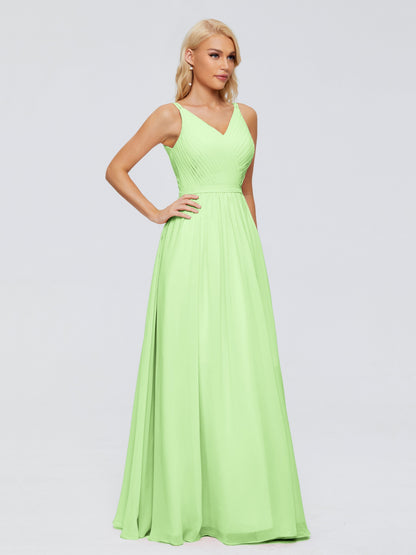 Morgan A-line V Neck Chiffon Bridesmaid Dresses