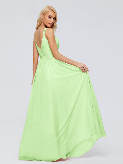 Morgan A-line V Neck Chiffon Bridesmaid Dresses