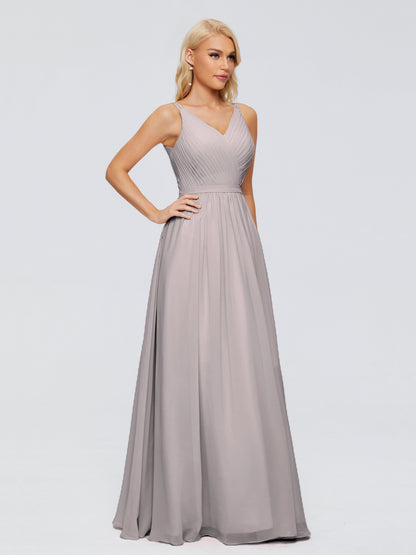 Morgan A-line V Neck Chiffon Bridesmaid Dresses