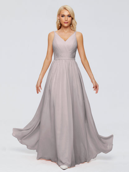 Morgan A-line V Neck Chiffon Bridesmaid Dresses