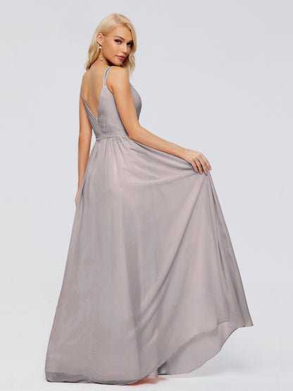 Morgan A-line V Neck Chiffon Bridesmaid Dresses