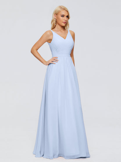 Morgan A-line V Neck Chiffon Bridesmaid Dresses