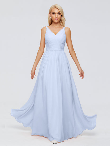 Morgan A-line V Neck Chiffon Bridesmaid Dresses