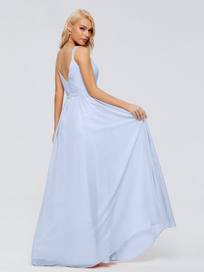Morgan A-line V Neck Chiffon Bridesmaid Dresses