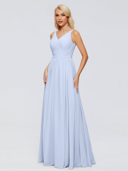 Morgan A-line V Neck Chiffon Bridesmaid Dresses