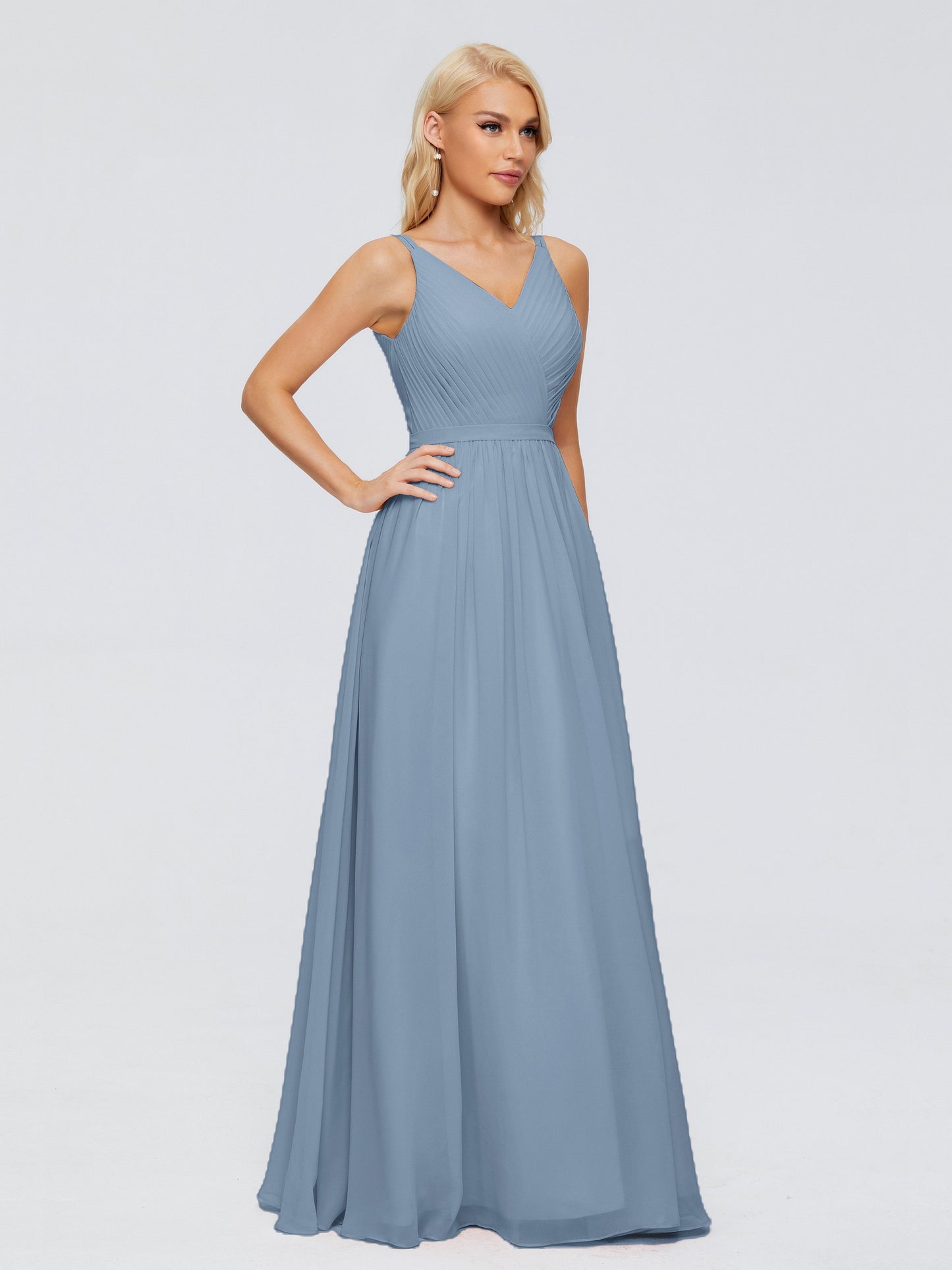 Morgan A-line V Neck Chiffon Bridesmaid Dresses