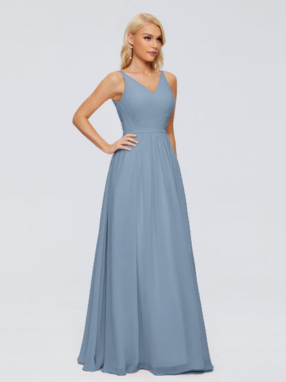 Morgan A-line V Neck Chiffon Bridesmaid Dresses