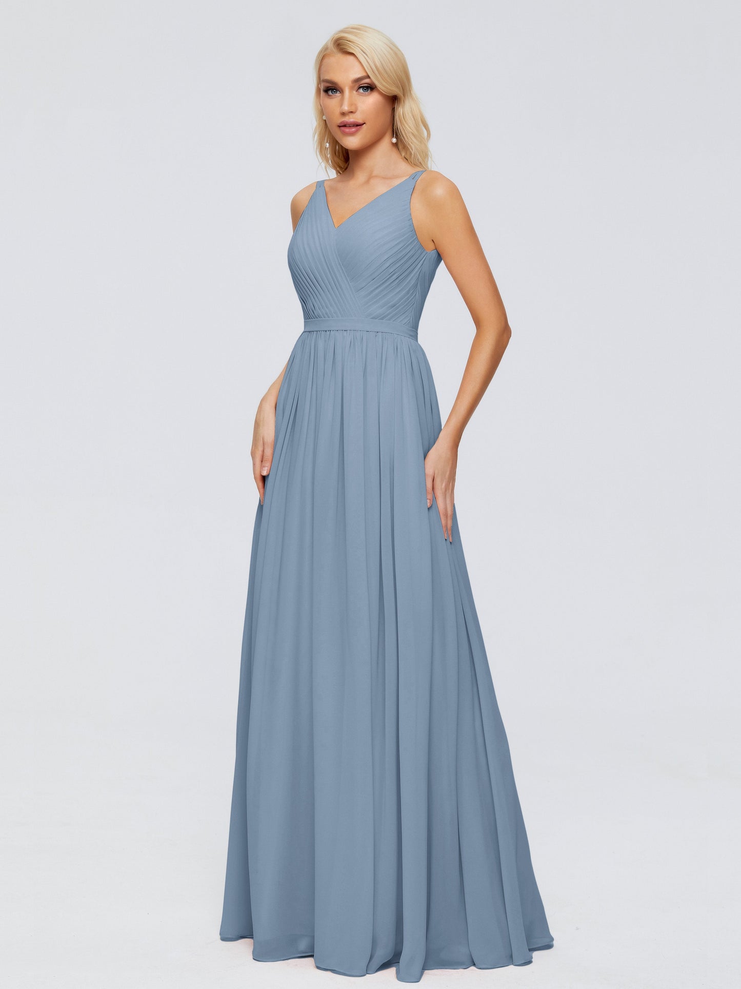 Morgan A-line V Neck Chiffon Bridesmaid Dresses