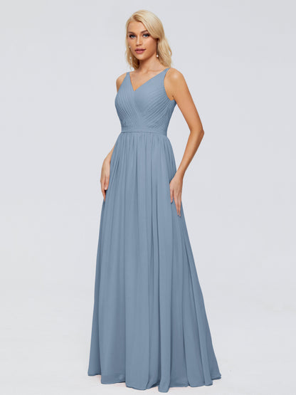 Morgan A-line V Neck Chiffon Bridesmaid Dresses