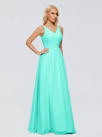 Morgan A-line V Neck Chiffon Bridesmaid Dresses