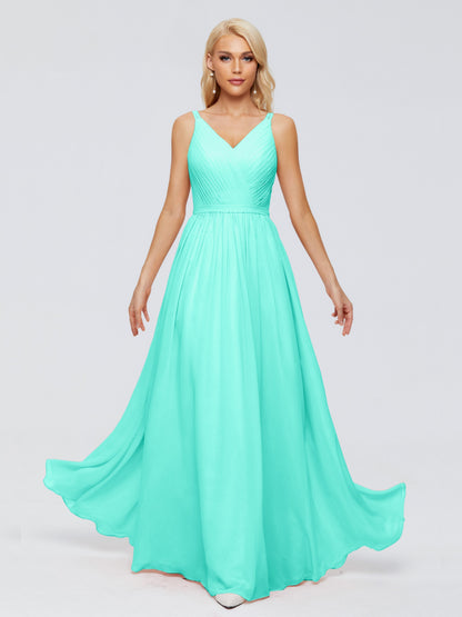 Morgan A-line V Neck Chiffon Bridesmaid Dresses