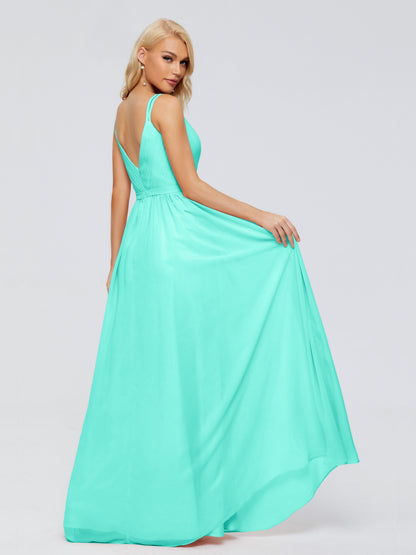 Morgan A-line V Neck Chiffon Bridesmaid Dresses