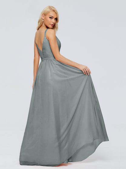 Morgan A-line V Neck Chiffon Bridesmaid Dresses