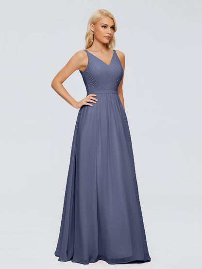 Morgan A-line V Neck Chiffon Bridesmaid Dresses