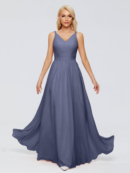 Morgan A-line V Neck Chiffon Bridesmaid Dresses