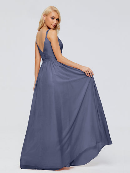 Morgan A-line V Neck Chiffon Bridesmaid Dresses