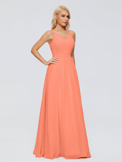 Morgan A-line V Neck Chiffon Bridesmaid Dresses