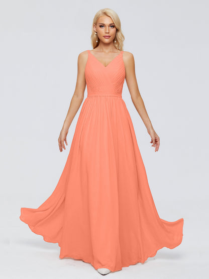 Morgan A-line V Neck Chiffon Bridesmaid Dresses