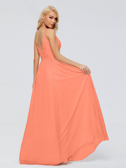 Morgan A-line V Neck Chiffon Bridesmaid Dresses