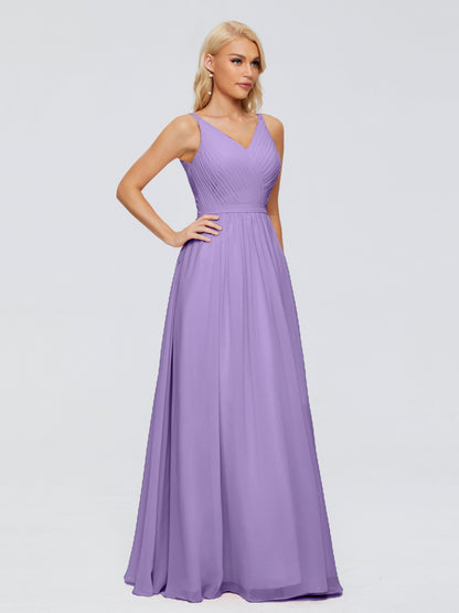 Morgan A-line V Neck Chiffon Bridesmaid Dresses