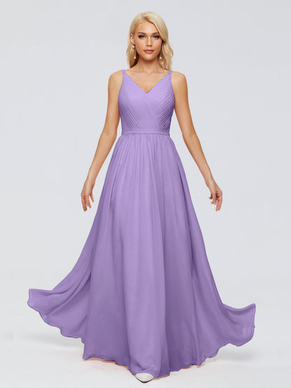 Morgan A-line V Neck Chiffon Bridesmaid Dresses