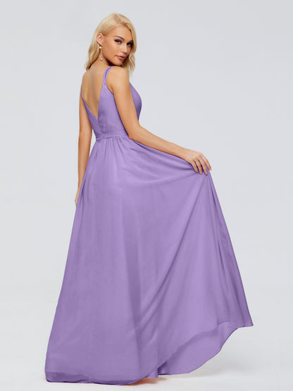 Morgan A-line V Neck Chiffon Bridesmaid Dresses