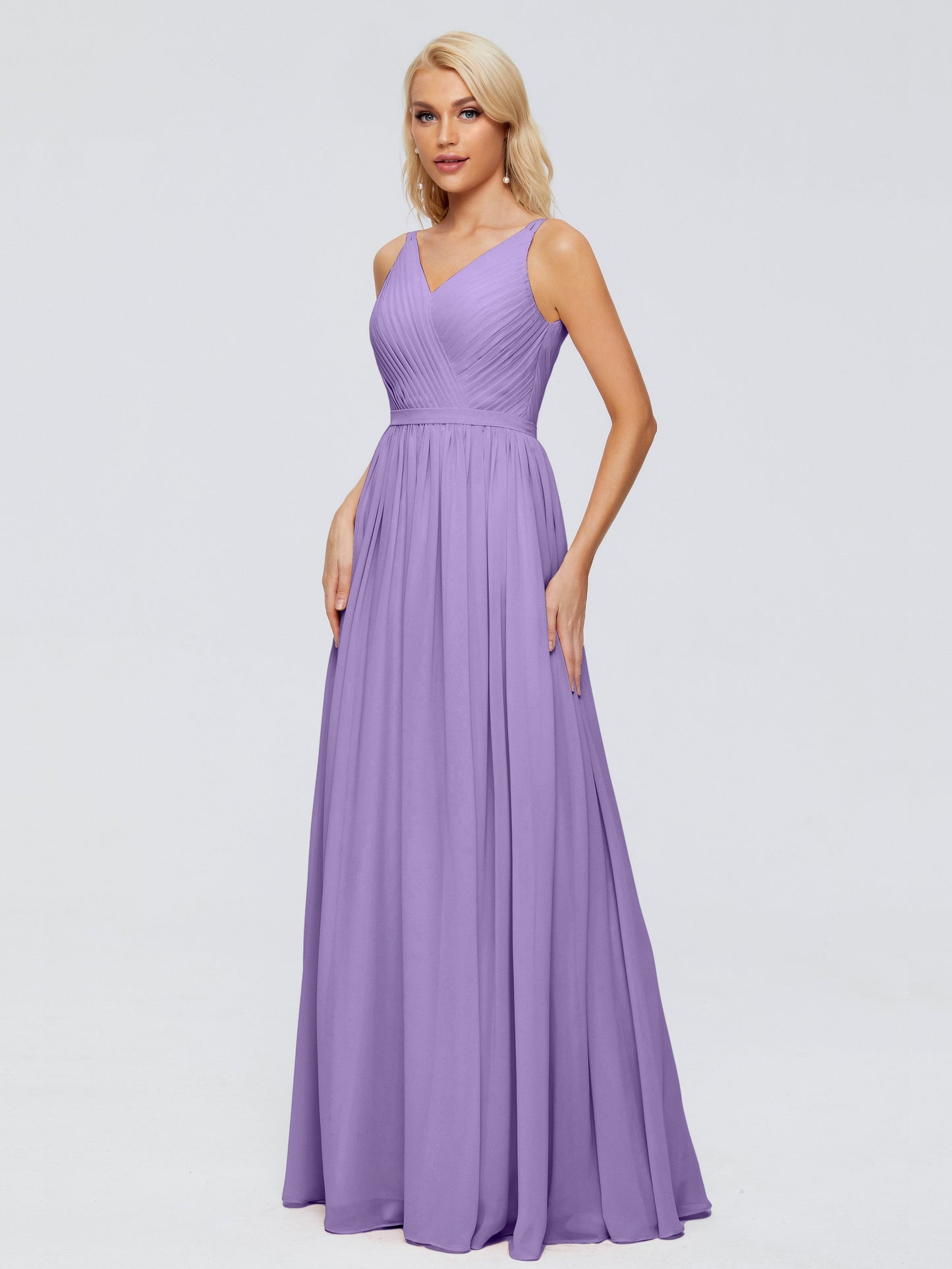 Morgan A-line V Neck Chiffon Bridesmaid Dresses