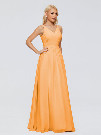 Morgan A-line V Neck Chiffon Bridesmaid Dresses